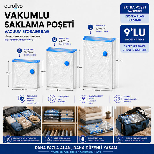 Vakumlanabilir Saklama Poşetleri