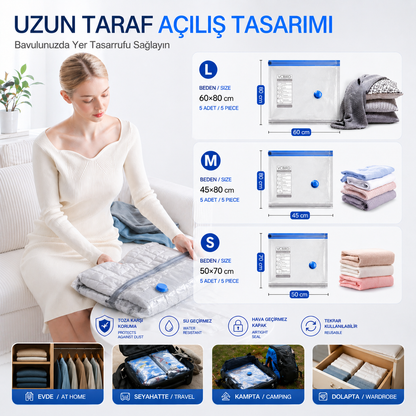 Vakumlanabilir Saklama Poşetleri